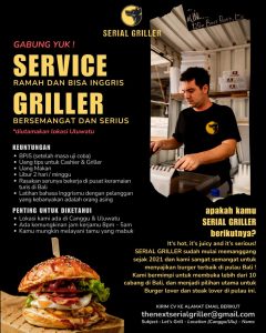 Lowongan Kerja Sebagai Staff Service, Griller untuk Serial Griller Penempatan di Badung