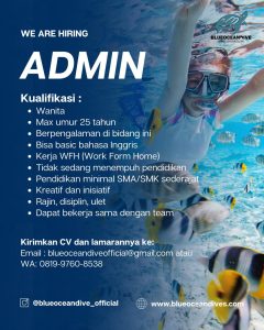 Lowongan Kerja Sebagai Admin dan Editor untuk Blue Ocean Dive Penempatan di Karangasem