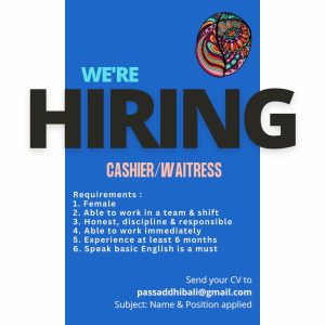 Lowongan Kerja Sebagai Cashier/Waitress untuk Passaddhi Bistro Penempatan di Ubud, Gianyar 