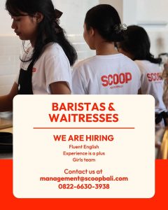 Lowongan Kerja Sebagai Barista dan Waitress untuk SCOOP Bali Penempatan di Kuta, Badung