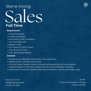 Lowongan Kerja Sebagai Sales, Graphic Designer untuk Mawilo Bali Penempatan di Denpasar