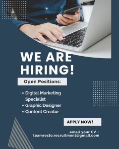Lowongan Kerja Sebagai Digital Marketing Specialist, Graphic Designer,  Content Creator untuk Dunia Bali Creative Penempatan di Jimbaran, Badung