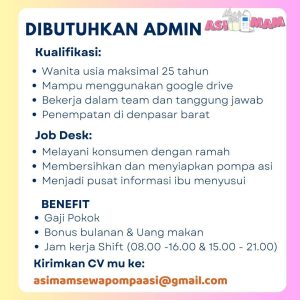 Lowongan Kerja Sebagai Admin untuk Asi Mam Penempatan di Denpasar