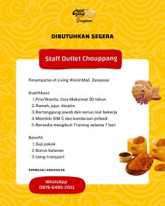 Lowongan Kerja Sebagai Staff Outlet untuk Chouppang Penempatan di Living World Mall, Denpasar