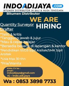 Lowongan Kerja Sebagai Quantity Surveyor, Drafter untuk Indo Adi Jaya Penempatan di Denpasar