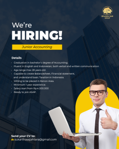 Lowongan Kerja Sebagai Junior Accounting untuk Golden Oak Group Penempatan di Denpasar