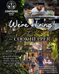 Lowongan Kerja Sebagai Cook Helper untuk Compound Warung Penempatan di Ubud, Gianyar