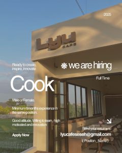 Lowongan Kerja Sebagai Cook untuk Lyu Cafe Seseh Penempatan di Badung