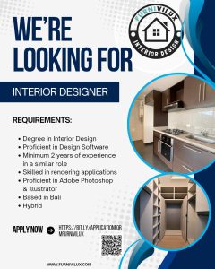 Lowongan Kerja Sebagai Interior Designer untuk Furnivilux (PT. Renovilux Karya Bangun) Penempatan di Bali