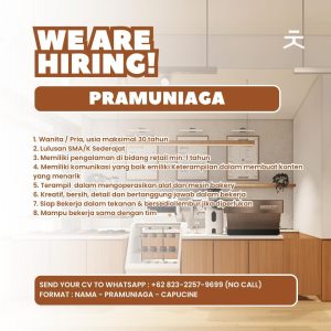 Lowongan Kerja Sebagai Pramuniaga untuk Capucine Bakery Penempatan di Denpasar