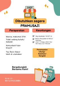 Lowongan Kerja Sebagai Pramusaji untuk Iswari Kitchen Penempatan di Denpasar