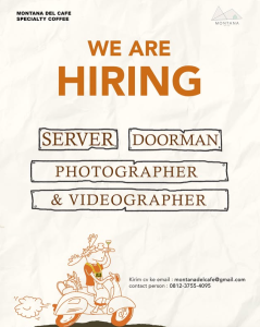 Lowongan Kerja Sebagai Server, Doorman, Photographer, Videographer untuk Montana Del Cafe Specialty Coffee Penempatan di Kintamani, Bangli