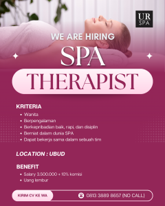 Lowongan Kerja Sebagai Therapist untuk UR SPA Penempatan di Ubud, Gianyar 