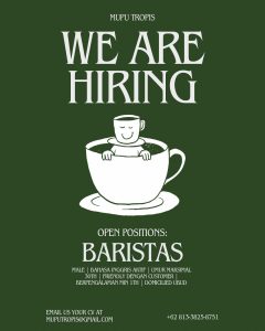 Lowongan Kerja Sebagai Barista untuk MUPU Tropis Penempatan di Ubud, Gianyar