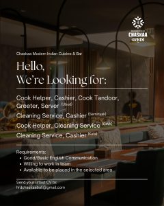 Lowongan Kerja Sebagai Cook Helper, Cashier, Cook Tandoor, Greeter, Server, Dll untuk Chaskaa Bali Penempatan di Bali
