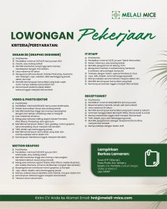 Lowongan Kerja Sebagai Desain 2D (Graphic Designer), Video & Photographer, Dll untuk Melali Mice Penempatan di Denpasar