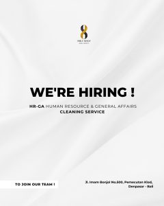 Lowongan Kerja Sebagai HR-GA Human Resource & General Affairs,  Cleaning Service untuk Smile Ready Bali Penempatan di Denpasar