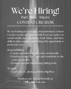 Lowongan Kerja Sebagai Part Time / Intern Content Creator untuk KMO Bali Penempatan di Badung