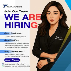 Lowongan Kerja Sebagai Teller/Staff Money Changer untuk Riasta Valasindo Penempatan di Denpasar