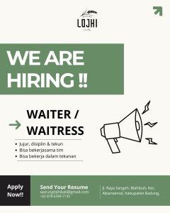 Lowongan Kerja Sebagai Waiter/Waitress untuk Warung Lojhi Bali Penempatan di Abiansemal, Badung