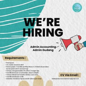 Lowongan Kerja Sebagai Admin & Accounting, Admin Gudang untuk Aseka Productions Penempatan di Padangsambian, Denpasar