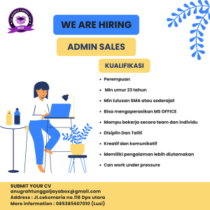 Lowongan Kerja Sebagai Admin Sales, Desain Graphic untuk CV Anugrah Tunggal Jaya Penempatan di Denpasar