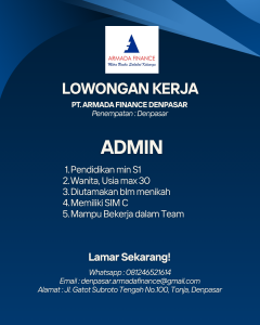 Lowongan Kerja Sebagai Admin Untuk PT. Armada Finance Penempatan di Denpasar