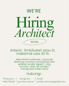 Lowongan Kerja Sebagai  Architect untuk Architect Focus Penempatan di Denpasar