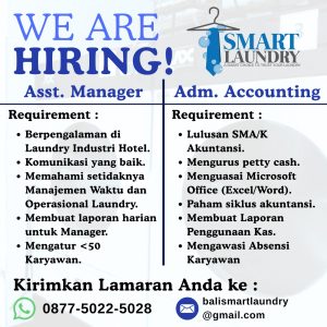 Lowongan Kerja Sebagai Asst.Manager, Adm Accounting untuk Bali Smart Laundry Penempatan di Badung