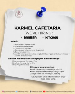 Lowongan Kerja Sebagai Barista & Kitchen, Meal Staff, Admin Keuangan untuk Maha Bhoga Marga Penempatan di Mengwi, Badung