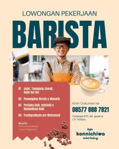 Lowongan Kerja Sebagai Barista untuk Kopi Konnichiwa Penempatan di Denpasar
