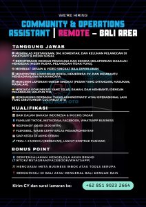 Lowongan Kerja Sebagai Community & Operations Assistant (Remote)  untuk Cuci Helm Oto Penempatan di Bali