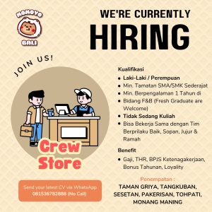 Lowongan Kerja Sebagai Crew Store, Baker Roti untuk Momoyo Bali Penempatan di Bali