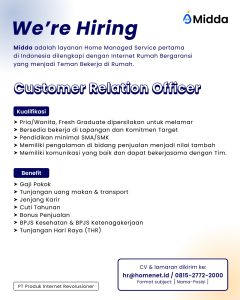 Lowongan Kerja Sebagai Customer Relation Officer untuk Midda Penempatan di Bali