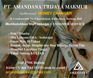 Lowongan Kerja Sebagai Customer Service untuk PT. Amandana Trijaya Makmur Penempatan di Badung