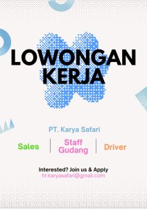 Lowongan Kerja Sebagai Driver, Staff Gudang dan Sales Team untuk PT Karya Safari Penempatan di Denpasar