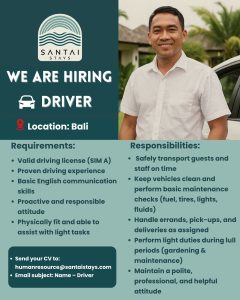 Lowongan Kerja Sebagai Driver untuk Santai Stays Penempatan di Bali