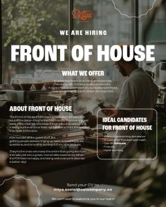 Lowongan Kerja Sebagai Front Of House untuk Miya Social Penempatan di Legian, Badung