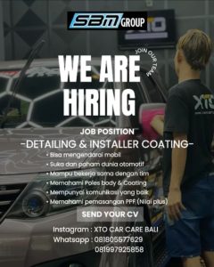 Lowongan Kerja Sebagai Graphic Designer, Karyawan Showroom dan Detailing & Installer Coating untuk Sbm Pro Auto Penempatan di Peguyangan, Denpasar