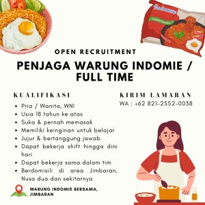 Lowongan Kerja Sebagai Penjaga Warung Indomie untuk Warung Indomie Bersama Penempatan di Jimbaran, Badung