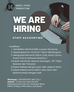 Lowongan Kerja Sebagai Staff Accounting untuk Kakul Event Production Penempatan di Padangsambian, Denpasar