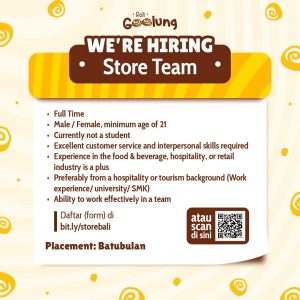 Lowongan Kerja Sebagai Store Team untuk Roti Goolung Penempatan di Batubulan, Gianyar
