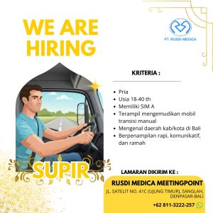 Lowongan Kerja Sebagai Supir untuk PT. Rusdi Medica Penempatan di Denpasar 