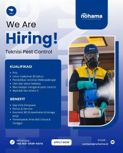 Lowongan Kerja Sebagai Teknisi Pest Control untuk NoHama Penempatan di Bali