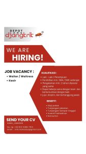 Lowongan Kerja Sebagai Waiter/Waitress, Kasir untuk Depot Gang Djangkrik Penempatan di Bali