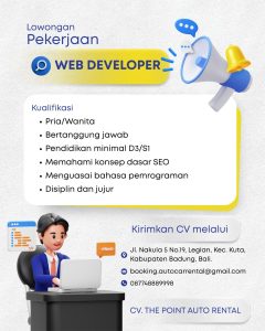 Lowongan Kerja Sebagai Web Developer untuk CV. The Point Auto Rental Penempatan di Legian, Badung