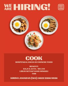 Lowongan Kerja Sebagai Cook untuk Kedai Beda Bali Penempatan di Kuta, Badung