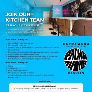 Lowongan Kerja Sebagai Cook untuk Pachamama Bingin Penempatan di Pecatu, Badung