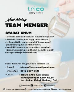 Lowongan Kerja Sebagai Female Barista untuk TRICO Cafe Penempatan di Kerobokan, Badung