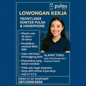 Lowongan Kerja Sebagai Frontliner Konter Pulsa & Handphone untuk Pulau Cell  Penempatan di Denpasar
